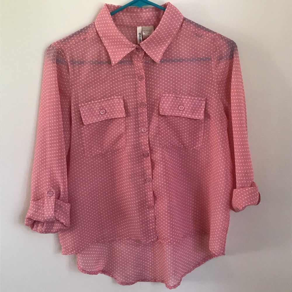 Polka dot button down shirt